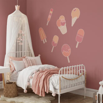 muurstickers met ijsjes roze hiphuisje