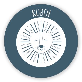 NAAMCIRKEL LEEUW BLAUW KINDERKAMER