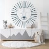 behang met leeuw in wit blauw voor de kinderkamer hiphuisje