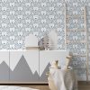 patroon behang met leeuwen in blauw voor de kinderkamer hiphuisje