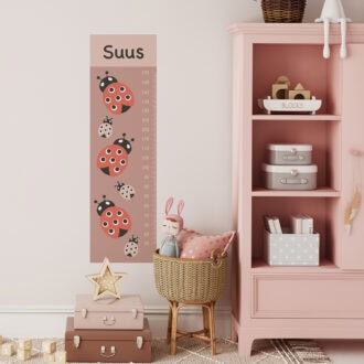 groeimeter lieveersbeestjes roze oudroze hiphuisje