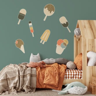 muurstickers ijsjes groen 30cm jongenskamer hiphuisje