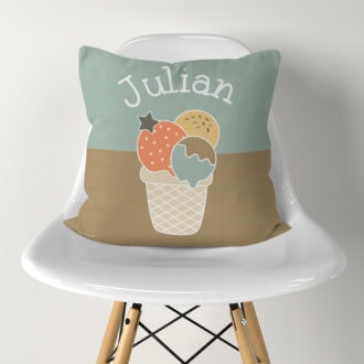 NAAMKUSSEN met IJSJES print in GROEN GRIJS HIPHUISJE