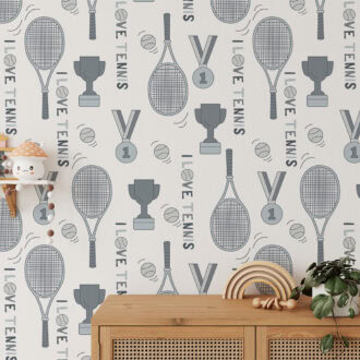 behang tennis wit patroon