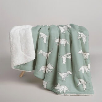 fleece deken dino groen voor de kinderkamer - hiphuisje