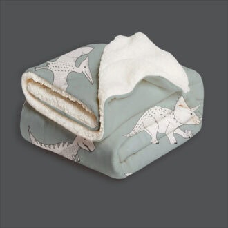 fleece deken dino groen met teddy onderzijde - hiphuisje