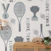 Stijlvol tennis behang voor de kinderkamer in wit 5 tennis behang XL wit hiphuisje