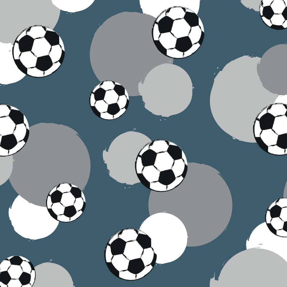 XL behang voetbalprint in blauw - restant 2 258 x 240 voetbal behang blauw grijs