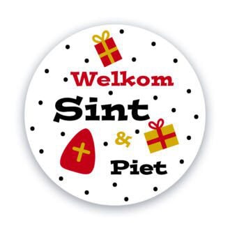 raamsticker welkom sint en piet hiphuisje