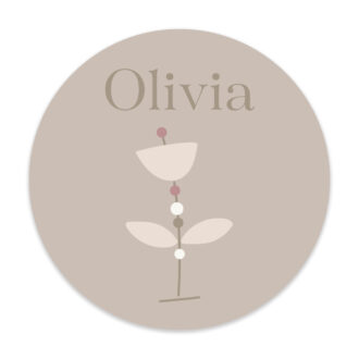 40 cm muurcirkel met bloemetjes en naam hiphuisje