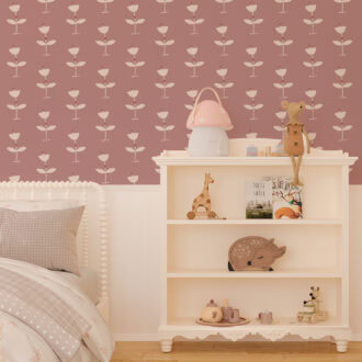 behang bloemetjes roze voor de meisjeskamer hiphuisje