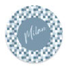 gepersonaliseerde muurcirkel ruitjes naam blauw
