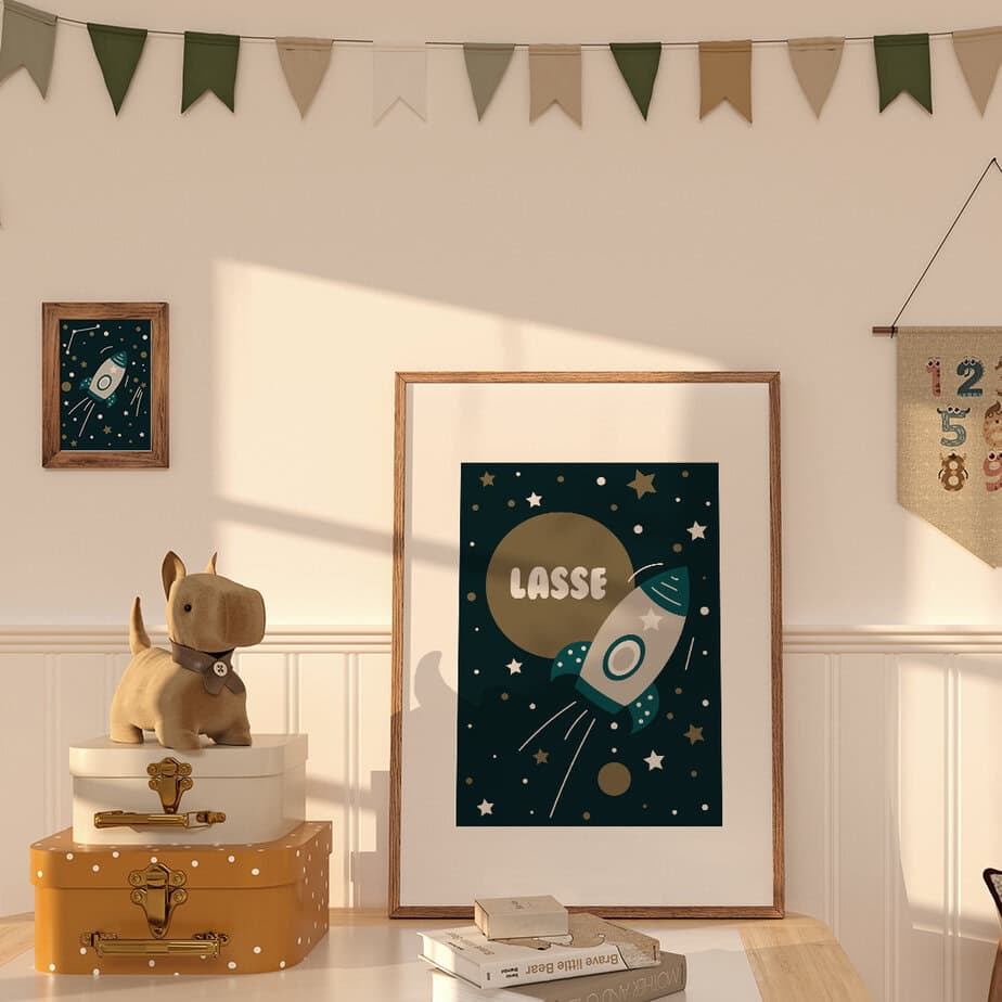 Digitale naamposter ruimtevaart kinderkamer 1 Digitale naamposter ruimtevaart kinderkamer