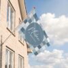 geboortevlag met blauwe ruitjes vrolijke geboorteaankondiging