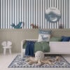 strepen behang kinderkamer blauw met witte strepen