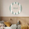Muurcirkel streepjes kinderkamer, personaliseer met naam 29 kinderkamer decoratie muurcirkel met naam en groene streepjes