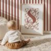 naamposter ruitjes naturel bruin kinderkamer