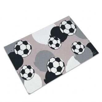 vloerkleed voetbalprint jongenskamer zwart wit