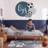 Vloerkleed voetbal kinderkamer blauw met grijs 5 muursticker voetbal blauw met naam en vloerkleed voetbal voor de kinderkamer kopiëren