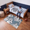 vloerkleed voetbal blauw kinderkamer