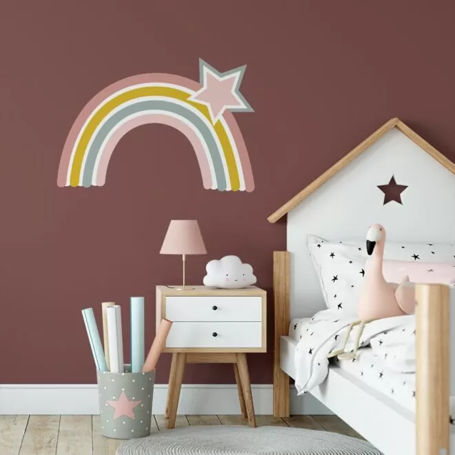 muursticker regenboog terracotta kinderkamer hiphuisje