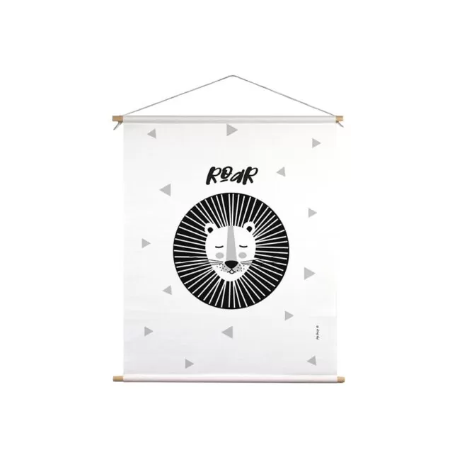 textielposter leeuw zwart wit hiphuisje