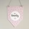 achterzijde vaantje meisje baby geboren babykamer versiering roze hip huisje
