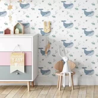 behang walvis oceaan kinderbehang babykamer kinderkamer hiphuisje