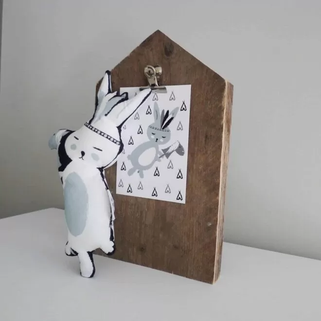 kaart konijntje knuffel hip huisje