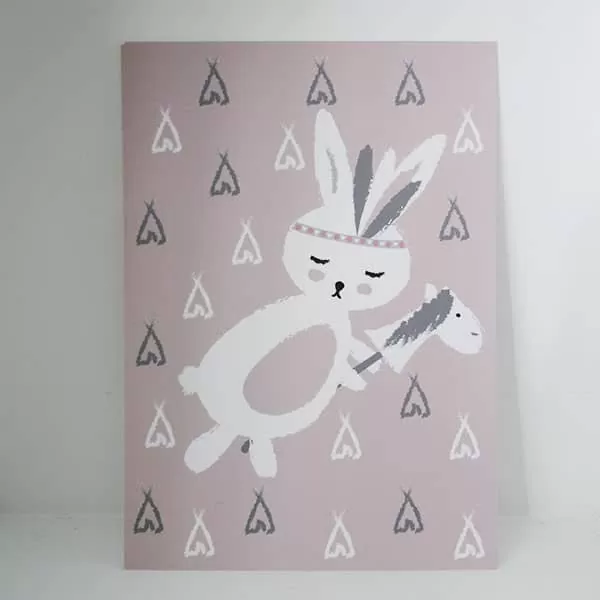 kaart roze konijntje meisjeskamer hip huisje