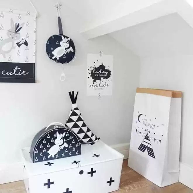 kinderkameraccessoires zwart wit paperbag hip huisje