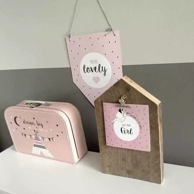 kraamcadeau roze meisje meisjeskamer babykamer babyshower kraamfeest hiphuisje