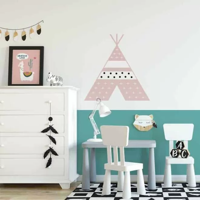 muursticker tipi roze xl muurstickers kinderkamer hiphuisje 3