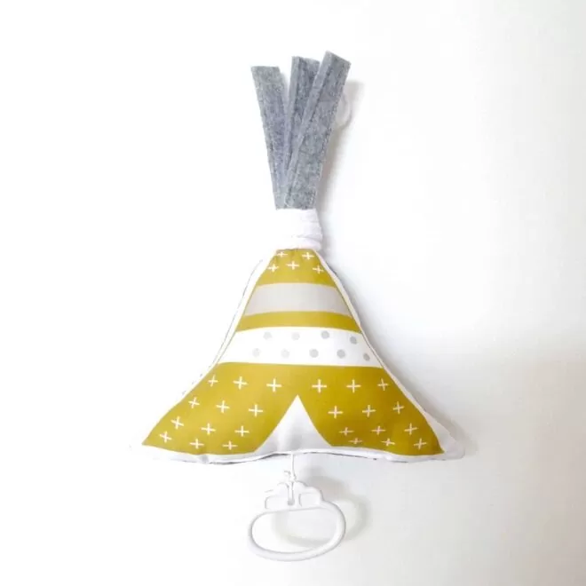 muziekdoosje geel tipi grijs babykamer jongen meisje hiphuisje