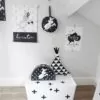 muziekdoosje textiel poster poster kussens koffertje zwart wit kinderkamer babykamer
