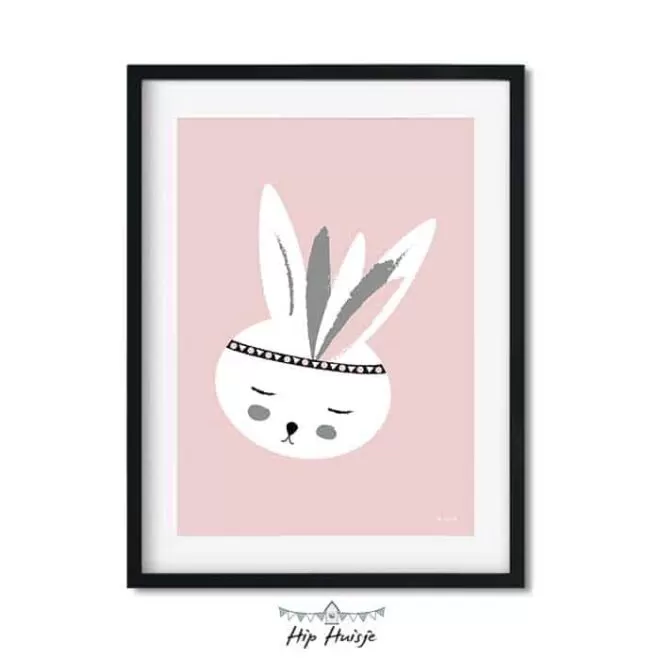 poster konijntje roze kinderkamer hiphuisje 2