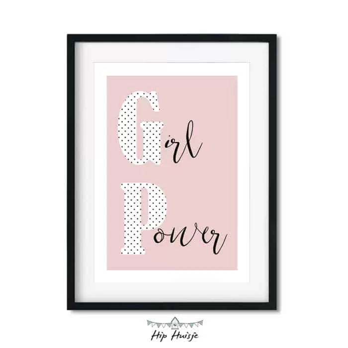 poster roze zachtroze girl power tekst kinderkamer babykamer accessoires