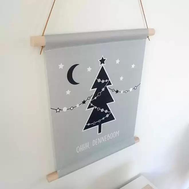textielposter oh denneboom kerst kerstboom kerstinterieur hiphuisje 1