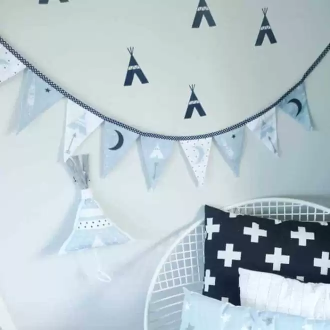 vlaggenlijn blauw kinderkameraccessoires versiering hiphuisje 6