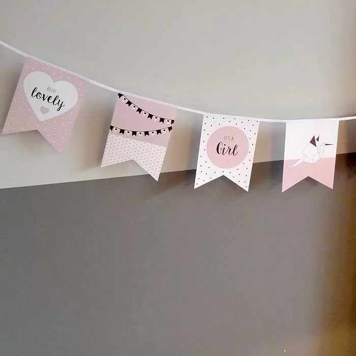 vlaggenlijn geboorte geboorteslinger geboorteaankondiging meisje geboren baby kraamcadeau babyshower hiphuisje