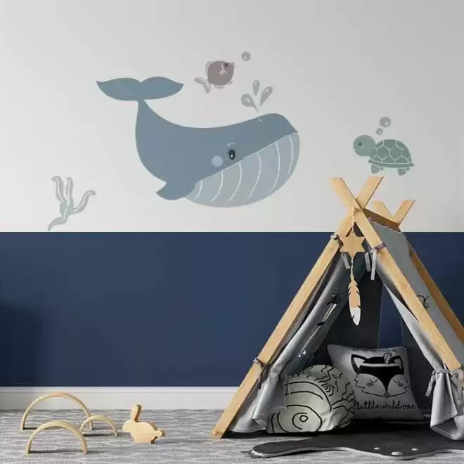 walvis muursticker sfeer kinderkamer babykamer muurstickers hiphuisje