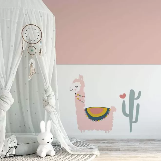 muursticker lama cactus inrichting babykamer kinderkamer hiphuisje