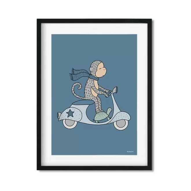 poster aap scooter kinderposter kinderkamer hiphuisje