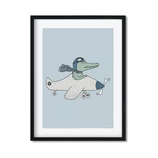 poster krokodil vliegtuig kinderposter kinderkamer hiphuisje
