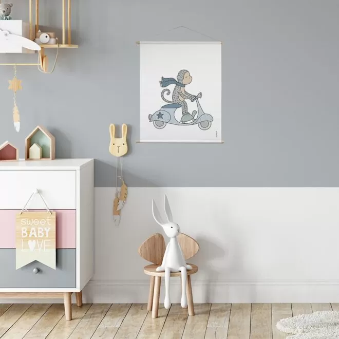 textielposter dieren onderweg aapje hiphuisje