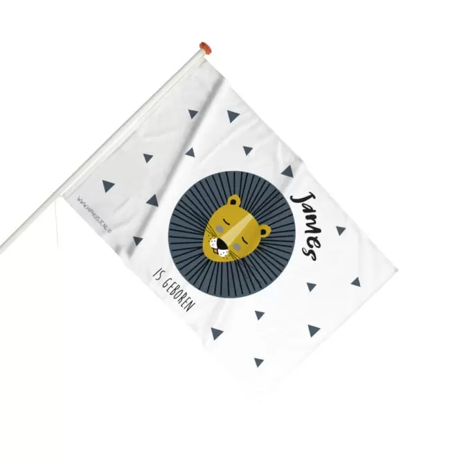 geboortevlag leeuw gevelvlag leeuw oker blauw geboorte hiphuisje
