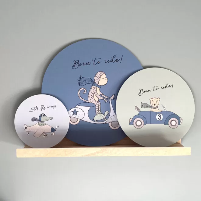 muurcirkels dieren auto vliegtuig scooter hiphuisje