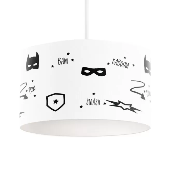 hanglamp superhero jongenskamer superhelden zwartwit hiphuisje