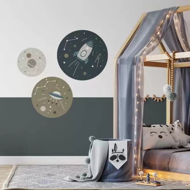 muurcirkels met ruimtevaart thema hippe kinderkamer accessoires hiphuisje
