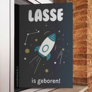 geboortebord met ruimtevaart raket raam hiphuisje kopieren
